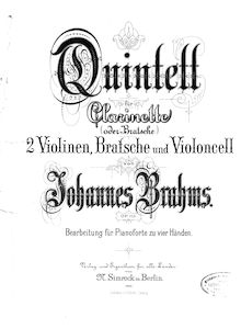 Partition complète, clarinette quintette, Viola Quintet, B minor par Johannes Brahms