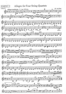 Partition quatuor III: violon 2, Allegro pour 4 corde quatuors, Allegro Moderato