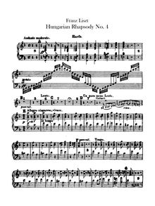 Partition harpe, Hungarian Rhapsody No.12, C♯ minor, Liszt, Franz