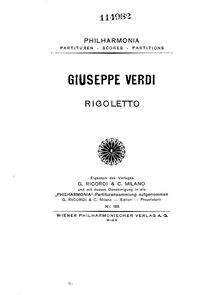Partition Act III, Rigoletto, Melodramma in tre atti, Verdi, Giuseppe
