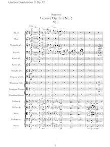 Partition complète, Leonora Overture No. 3, C major, Beethoven, Ludwig van
