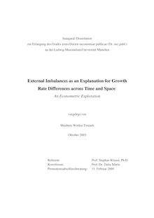 External imbalances as an explanation for growth rate differences across time and space [Elektronische Ressource] : an econometric exploration / vorgelegt von Menbere Workie Tiruneh