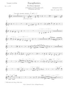 Partition trompette en Bb 2, Eucaphonies pour Brass quintette, St. Clair, Richard