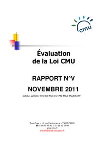 Rapport n°V Evaluation de la CMU réalisé en application de l article 34 de la loi n° 99-641 du 27 juillet 1999