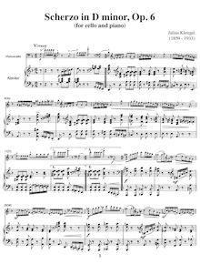 Partition de piano (monochrome), Scherzo, Op.6, Klengel, Julius