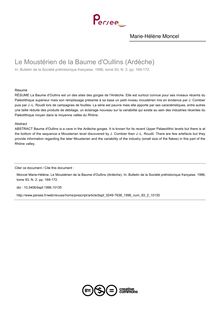 Le Moustérien de la Baume d Oullins (Ardèche) - article ; n°2 ; vol.93, pg 169-172