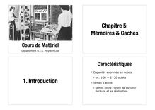 Chapitre 5: Mémoires & Caches 1. Introduction