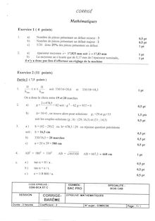 Corrige BACPRO BOIS CONSTRUCTION Mathematiques et sciences physiques 2003
