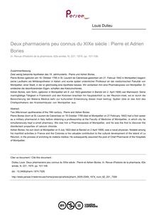 Deux pharmaciens peu connus du XIXe siècle : Pierre et Adrien Bories - article ; n°221 ; vol.62, pg 101-106