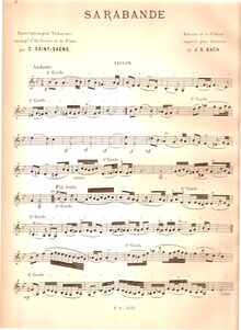 Partition Sarabande — partition de violon, 6 anglais , Bach, Johann Sebastian par Johann Sebastian Bach