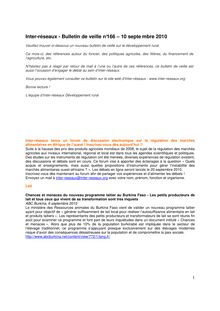 Inter-réseaux - Bulletin de veille n°166  10 septe mbre 2010