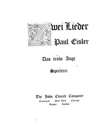Partition No.2: Spielerei (Flirting), 2 chansons, Eisler, Paul