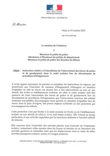 Circulaire du 19 octobre 2013 relative à l interdiction de l intervention des forces de police et de gendarmerie dans le cadre scolair...