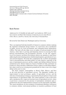 Andersson, K., G. Gordillo de Anda, and F. van Laerhoven. 2009. Local Governments and Rural Development: Comparing Lessons from Brazil, Chile, Mexico, and Peru. Tucson, AZ: University of Arizona Press.