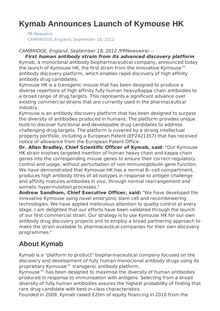Kymab Announces Launch of Kymouse HK