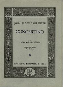 Partition couverture couleur, Concertino pour Piano et orchestre
