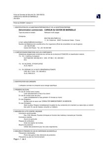 Dénomination commerciale: CAROLIN AU SAVON DE MARSEILLE Page n. 1 de 4