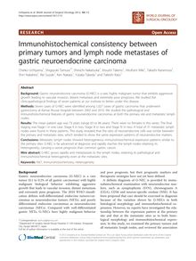 Immunohistochemical consistency between primary tumors and lymph node metastases of gastric neuroendocrine carcinoma