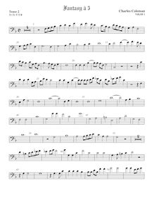 Partition ténor viole de gambe 2, basse clef, Fantasia pour 5 violes de gambe
