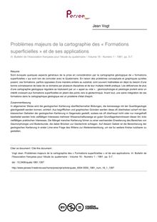 Problèmes majeurs de la cartographie des « Formations superficielles » et de ses applications - article ; n°1 ; vol.18, pg 5-7