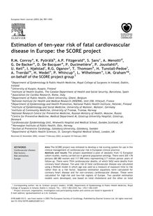 Estimation of ten-year risk of fatal cardiovascular disease in Europe: the SCORE project
