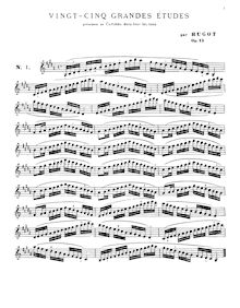 Partition complète, 25 Grandes Études de Hugot, Op.13, Bruyant, Antoine