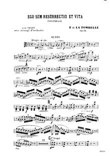 Partition viole de gambe, Ego sum resurrectio et vita, Op.34, Ego sum resurrectio et vita (Jean II-25). Paraphrase pour orgue (avec orchestre ad lib.), op. 34.