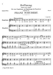 Partition complète, Hoffnung, D.251, Hope, Schubert, Franz
