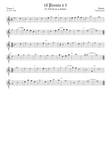 Partition ténor viole de gambe 1, octave aigu clef, pavanes pour 5 violes de gambe par Anonymous