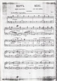 Partition , Март (March), pour Seasons, Времена года, Tchaikovsky, Pyotr