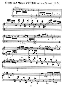 Partition complète, Piano Sonata en A Minor from  Clavier-Sonaten nebst einigen Rondos für Kenner und Liebhaber, III 
