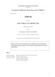 Prévalence du Burnout  en médecine générale (pdf - Faculté de ...
