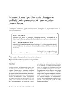 INTERSECCIONES TIPO DIAMANTE DIVERGENTE, ANÁLISIS DE IMPLEMENTACIÓN EN CIUDADES COLOMBIANAS(Divergent diamond type intersections, analysis of implementation in colombian cities)