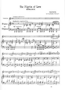 Partition de piano et partition de violon, pour pilgrim of love