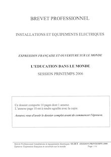 Expression française et ouverture sur le monde 2006 BP - Installations et équipements électriques