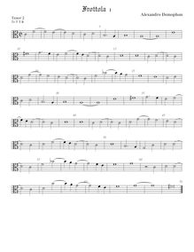 Partition ténor viole de gambe 2, alto clef, Frottola, Demophon, Alessandro