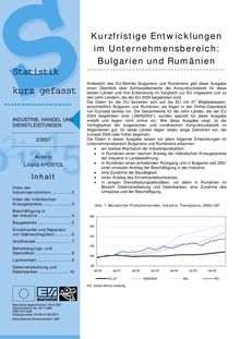 Kurzfristige Entwicklungen im Unternehmensbereich, Bulgarien und Rumänien