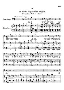 Partition , Il modo di prender moglie, 3 Gesänge für basse-Stimme mit Klavier, D.902 (Op.83)