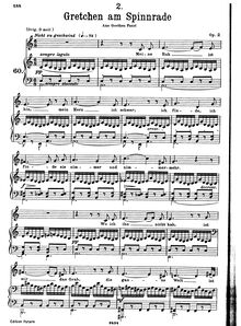 Partition complète, transposition pour low voix, Gretchen am Spinnrade, D.118 (Op.2)
