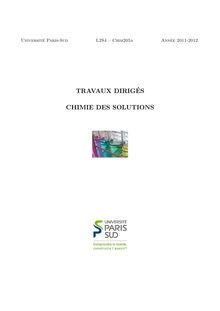 TRAVAUX DIRIG´ES CHIMIE DES SOLUTIONS - Page L2 Chimie