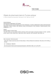 Objets de pharmacie dans la Tunisie antique - article ; n°278 ; vol.76, pg 231-235