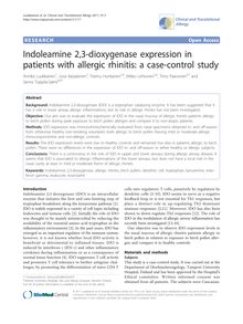 Indoleamine 2,3-dioxygenase expression in patients with allergic rhinitis: a case-control study