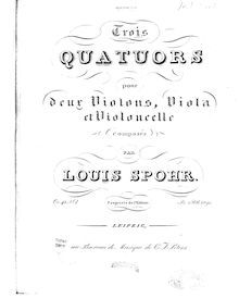 Partition parties complètes, 3 corde quatuors, Spohr, Louis par Louis Spohr