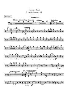 Partition Trombone 1, 2, 3, L Arlésienne  No.1, Bizet, Georges