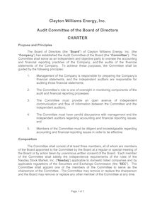 CWEI Audit Committee Charter