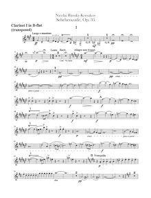 Partition clarinette 1, 2 (B♭ - transposed), Scheherazade, Шехеразада