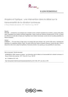 Ampère et l optique : une intervention dans le débat sur la transversalité de la vibration lumineuse - article ; n°2 ; vol.30, pg 159-167