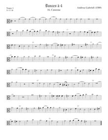 Partition ténor viole de gambe 1, alto clef, Canzona, Gabrieli, Andrea
