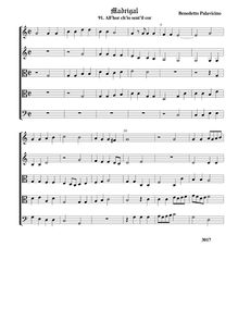 Partition All hor ch io sent il cor - original key partition complète (Tr A T T B), Madrigali a 5 voci, Libro 1