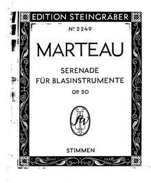 Partition flûte 1, Serenade (Nonet) pour vents, Op.20, Marteau, Henri